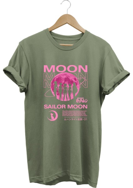 Anime Sailor Moon Usagi Baskılı Kadın %100 Pamuk Regular Fit Bisiklet Yaka T-Shirt
