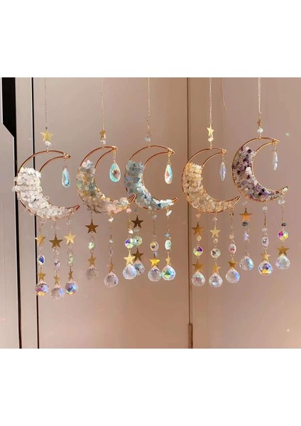 Kristal Kuvars Morganit Akuamarin Sitrin Florit Doğal Taş Rüzgar Çanı