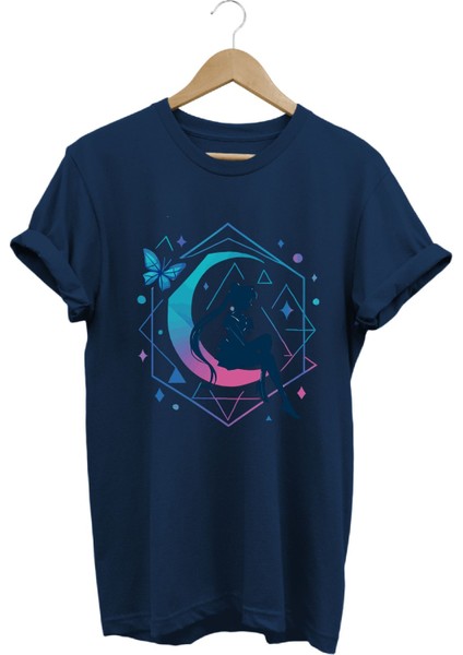 Anime Sailor Moon Usagi Tsukino Baskılı Kadın %100 Pamuk Regular Fit Bisiklet Yaka T-Shirt