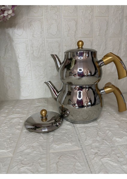 Paslanmaz çelik çaydanlık takımı, şık ve dayanıklı tasarım, 2-2.99 L beyaz renk modelleri