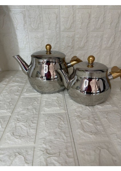 Paslanmaz çelik çaydanlık takımı, şık ve dayanıklı tasarım, 2-2.99 L beyaz renk fırsatları