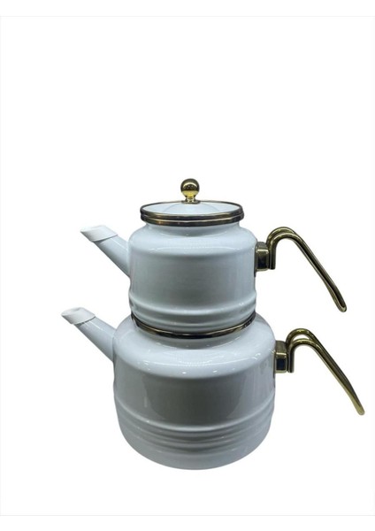 Beyaz Emaye Çaydanlık Takımı, şık ve dayanıklı mutfak aksesuarı fiyatları