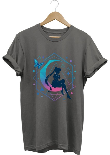 Anime Sailor Moon Usagi Tsukino Baskılı Kadın %100 Pamuk Regular Fit Bisiklet Yaka T-Shirt