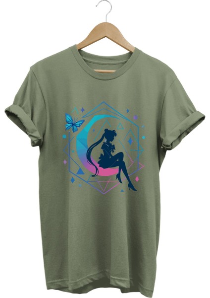 Anime Sailor Moon Usagi Tsukino Baskılı Kadın %100 Pamuk Regular Fit Bisiklet Yaka T-Shirt