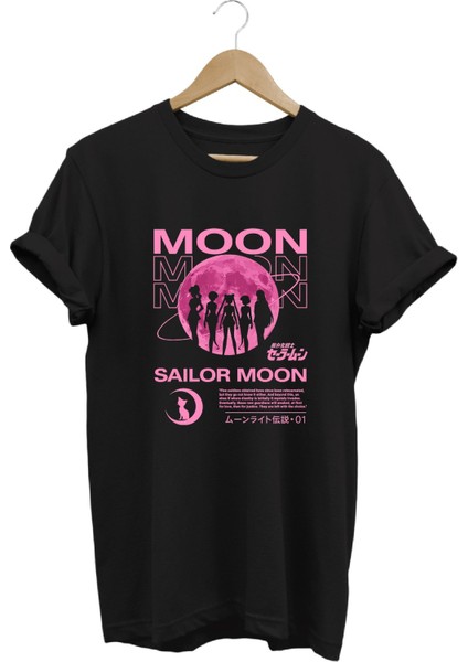 Anime Sailor Moon Usagi Baskılı Kadın %100 Pamuk Regular Fit Bisiklet Yaka T-Shirt