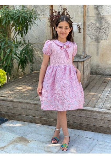kız Çocuk Doğum Günü Bayramlık Abiye Pembe Elbise