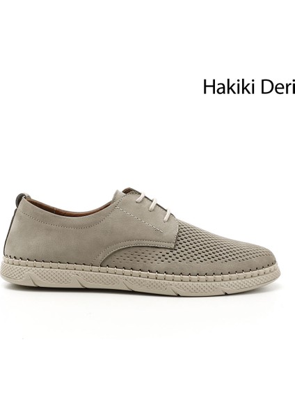Erkek Kum Nubuk Bağcıklı Hakiki Deri Comfort Ayakkabı