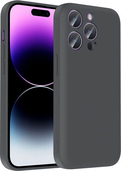 Apple iPhone 14 Pro Kılıf Kamera Korumalı Kartlık Hazneli Frm Vitra Kapak - Gri