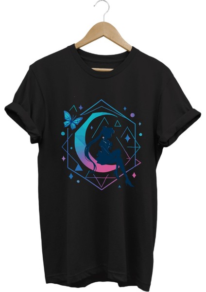 Anime Sailor Moon Usagi Tsukino Baskılı Kadın %100 Pamuk Regular Fit Bisiklet Yaka T-Shirt