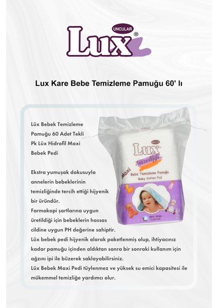 Kare Bebe Temizleme Pamuğu 60' Lı 5 Al 4 Öde ve Rosie Pamuk