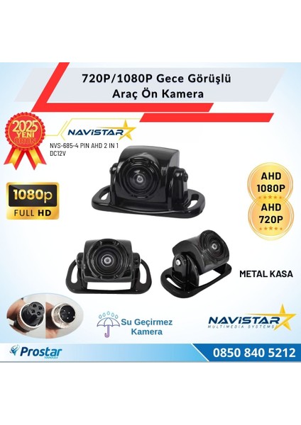 Mini Metal Kasa Ahd 720P/1080P Dönüşümlü Gece Görüşlü Araç Kamerası