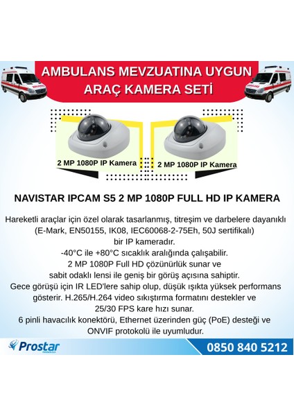 Ambulans Mevzuatına Uygun 2 Kameralı 8 Kanal Mobil Nvr 500 GB 7 Inç Monitörlü Tak Kullan Set modelleri