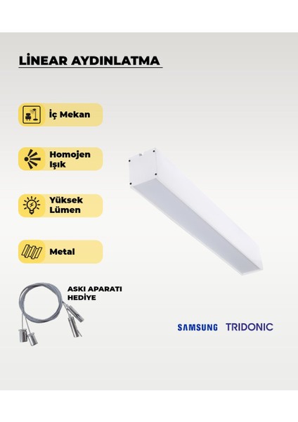 120 cm Beyaz Metal Kasa Lineer Aydınlatma 4000K (Gün Işığı)