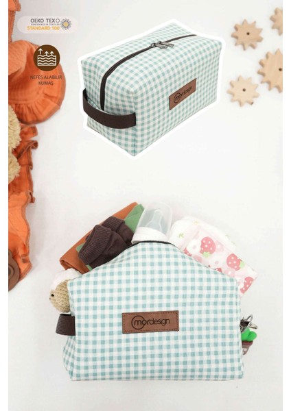 Bebek Bakım Çantası Organizeri, Islak/kuru, Kirli/temiz Çamaşır, Bebek Bezi Çantası, Gingham Serisi