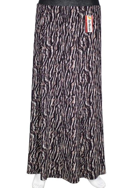 Hesna Kadın Betül 8 Parça Lastikli Astarsız Siyah Etek Desen 30