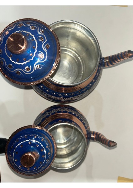 El Işi İşlemeli Içi Kalaylı Bakır Çaydanlık