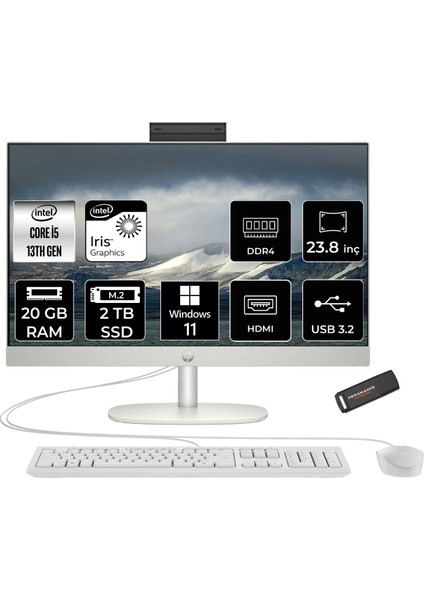 Proone 240 G10 Intel Core I5 1335U 20GB 2tb SSD 23.8" Fhd W11P All In One Bilgisayar & Per4 USB Bellek A1JZ0ESPN419