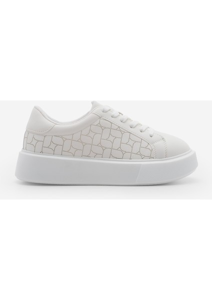 Kadın Sneaker Kalın Taban Desenli Bağcıklı Spor Ayakkabı Linay