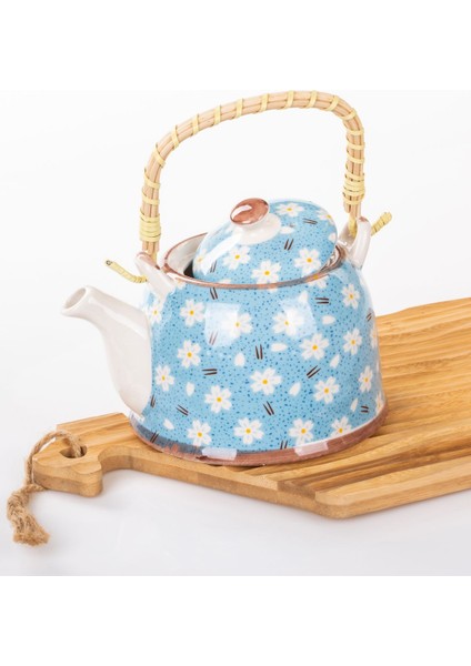 Çiçek Desenli Hasır Saplı Porselen Demlik 900ml, Çay, Kahve, Bitki Çayı Sunumu fiyatları