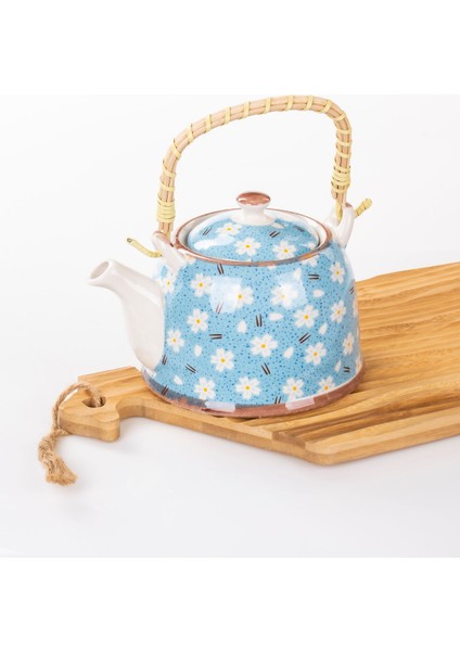 Çiçek Desenli Hasır Saplı Porselen Demlik 900ml, Çay, Kahve, Bitki Çayı Sunumu fırsatları