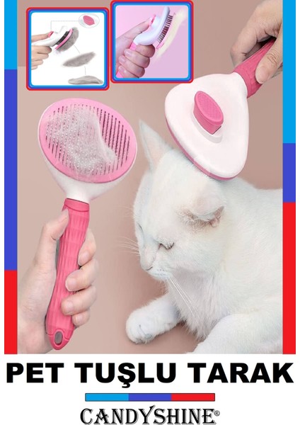 Kedi Köpek Tüy Toplayıcı Tarak Evcil Hayvan Tüy Toplayıcı Fırçası Otomatik Temizlenen Tuşlu Fırça