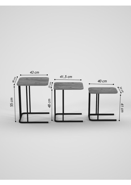 C Model Metal Ayaklı Zigon Sehpa