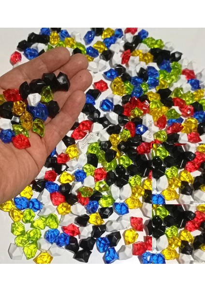 Elmas Kristal Görsel 333 Adet Akrilik Vazo Taşı Dekor Taşı Çok Renkli Mücevher Kesimli Hediyelik Süs