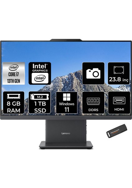 Ideacentre 24IRH9 Intel Core I7 13620H 8gb 1tb SSD 23.8" Fhd Windows 11 Home All In One Bilgisayar & Per4 USB Bellek F0HN00EATRP343
