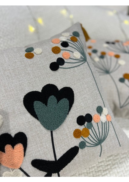 1 Adet Püsküllü Punch Kırlent Kılıfı 43 x 43 cm Yastık Kılıfı Fermuarlı Papatya fiyatları