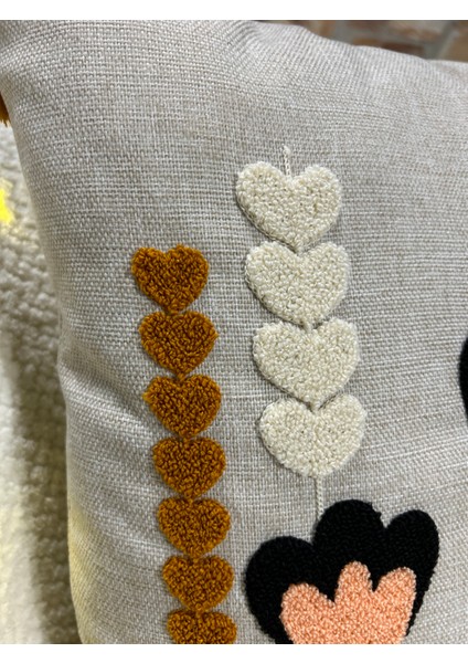 1 Adet Püsküllü Punch Kırlent Kılıfı 43 x 43 cm Yastık Kılıfı Fermuarlı Papatya modelleri