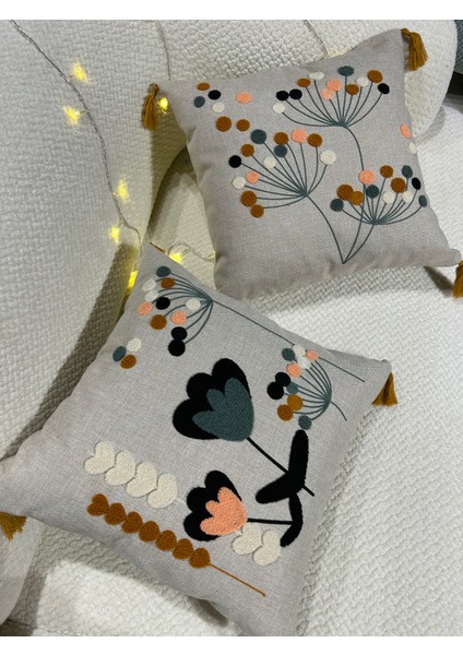 1 Adet Püsküllü Punch Kırlent Kılıfı 43 x 43 cm Yastık Kılıfı Fermuarlı Papatya fırsatları