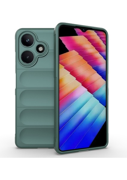 Infinix Hot 30 Kılıf Esnek Tpu Oyuklu Arka Yüzey Tasarımlı Mryn Etnik Silikon Kapak - Koyu Yeşil