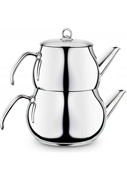 Şık metal hünkar küre aşiret çaydanlık, dayanıklı çelik malzeme, 3L, metalik renk