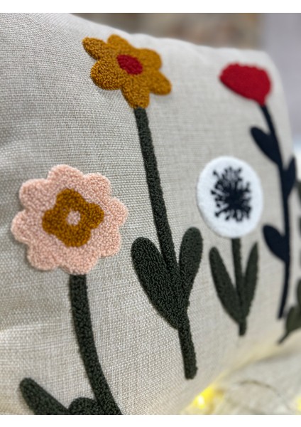 1 Adet Püsküllü Punch Kırlent Kılıfı 43 x 43 cm Yastık Kılıfı Fermuarlı Papatya fiyatları
