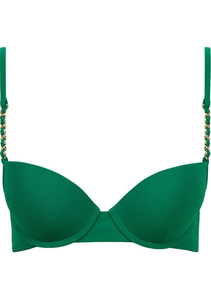 Sparkling Treasure Push-Up Bikini Üstü, Altın Zincirli, Kalıplı, Ayarlanabilir Askılı