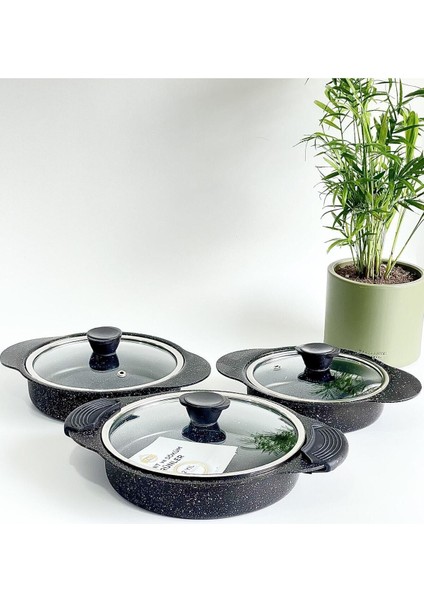 Granit Plus 3 Lü Sahan Takımı Siyah