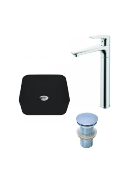 Ultra Tezgah Üstü Lavabo ve Alfa Çanak Armatür Krom Set