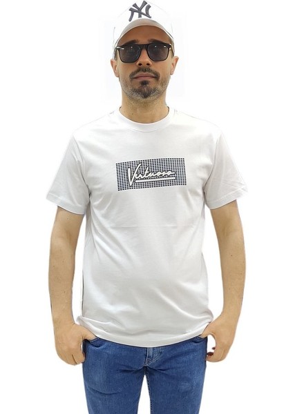 Erkek Bisiklet Yaka Silim Fit Yazı Kabartmalı %100 Pamuk T-Shirt fiyatları
