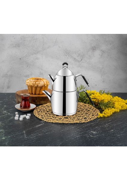 Aile Boy 4 Parça Çaydanlık Seti, Şık ve Dayanıklı, Silikon Saplı, 1,1 L