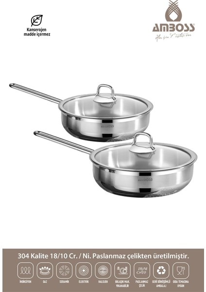 Saphire Cam Kapaklı Paslanmaz Çelik 4 Parça Tava Seti fiyatları