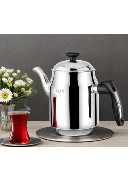 Gri Çelik Demlik 1,5 L, şık ve dayanıklı kahve demliği