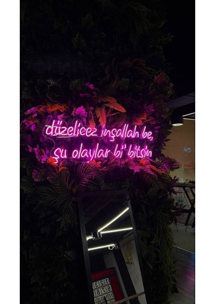 Neon LED Dekoratif Aydınlatma -Düzelicez Inşallah Be Şu Olaylar Bi Bitsin, 90X30CM-