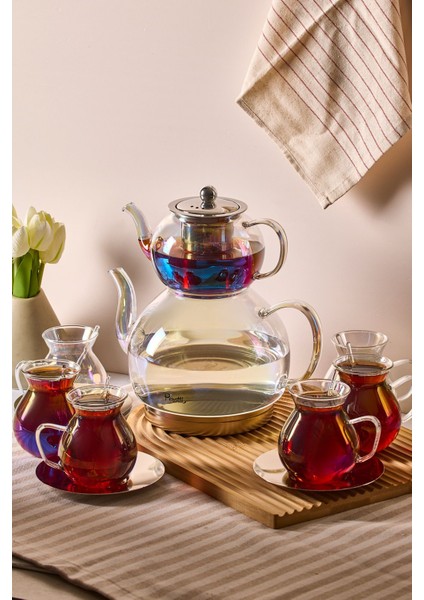 Keyf - I Ala Luster Premium 20 Parça Indüksiyon Tabanlı Borosilikat Çay Seti