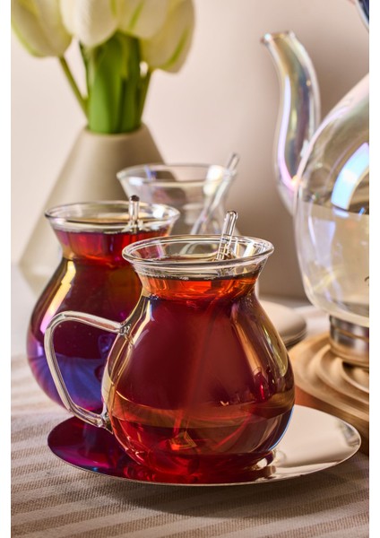 Keyf - I Ala Luster Premium 20 Parça Indüksiyon Tabanlı Borosilikat Çay Seti