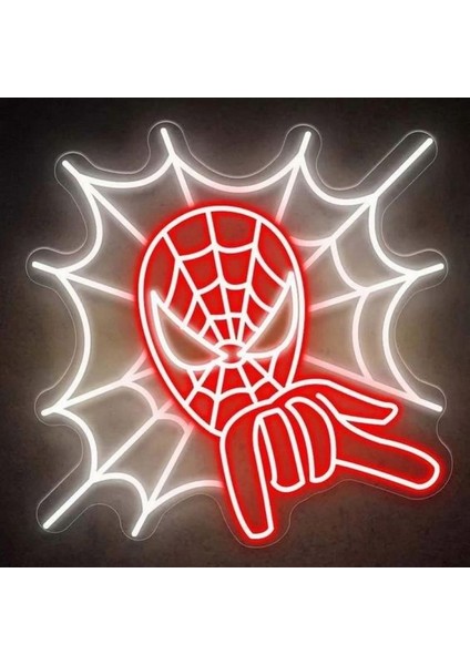 Neon LED Dekoratif Aydınlatma -Örümcek Adam, Spiderman, 55X55CM-