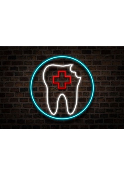 Neon LED Dekoratif Aydınlatma -Dişçi, 45X45CM-