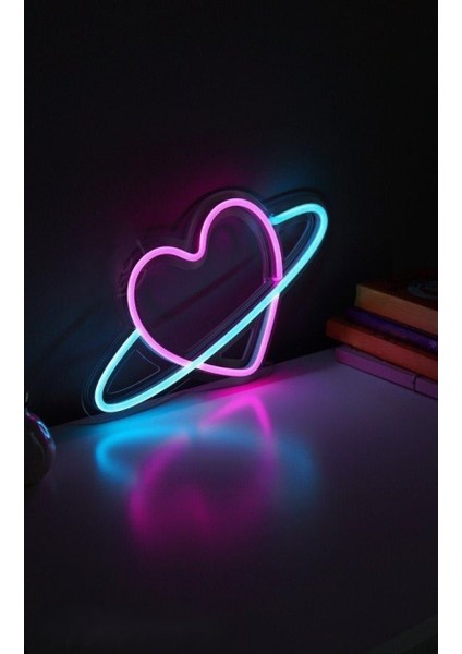 Neon LED Dekoratif Aydınlatma -Kalp, 15X30 Cm-