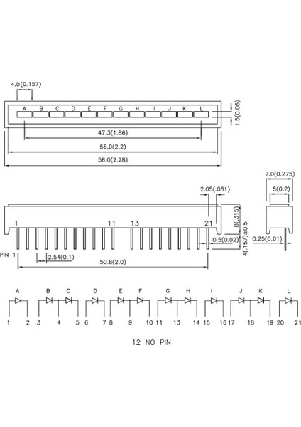 DD-12EWA -Kıngbrıght -12'li Bargraf LED Kırmızı, 20 Ma, 2.2 V,