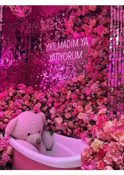 Neon LED Dekoratif Aydınlatma -Yıkılmadım Ya Yatıyorum, 60X35 Cm-