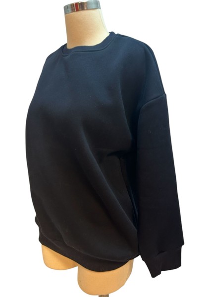 Avcıoglu Yuvarlak Yaka Oversize Koyu Lacivet 3 Ip Sweatshirt